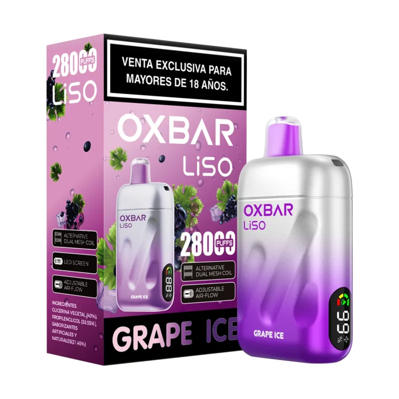 Vaporizador Desechable Oxbar Liso 28000 Puffs - Grape ice